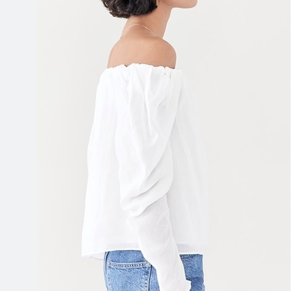 Anthropologie Cloth and Stone Textured White Off Shoulder Top - Picture 1 of 9